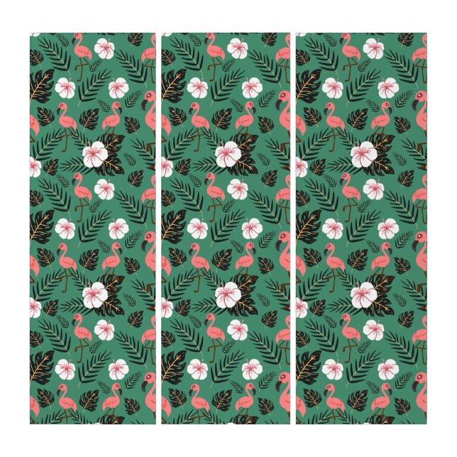 Flamingo seamless pattern pink on green background triptych (Front)