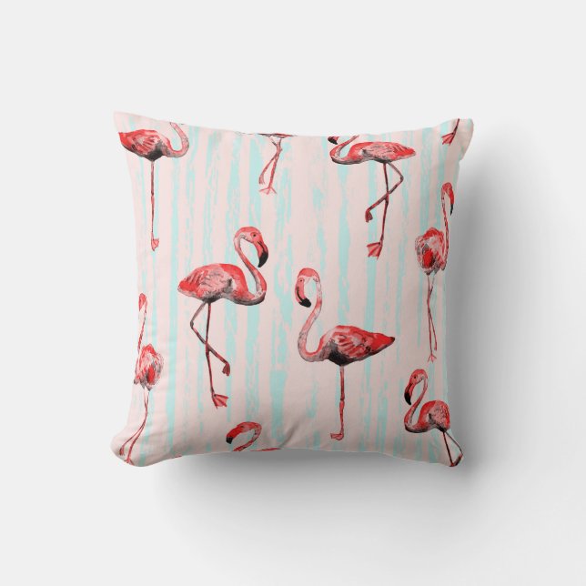 Flamingo seamless pattern throw pillow (Front)