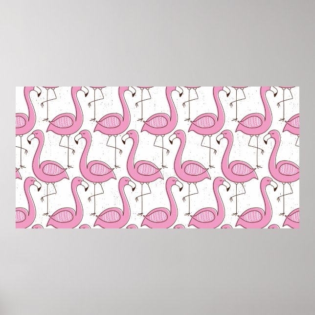Flamingo seamless pattern, vintage exotic design  poster (Front)