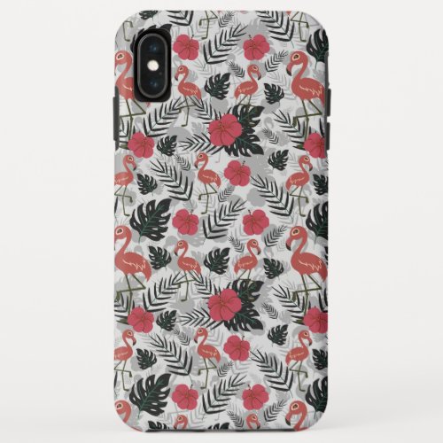 Flamingo seamless pattern with floral background iPhone XS max case