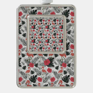 Flamingo seamless pattern with floral background christmas ornament