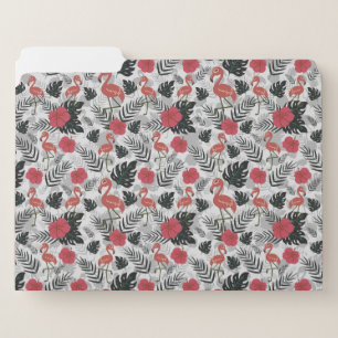 Flamingo seamless pattern with floral background file folder