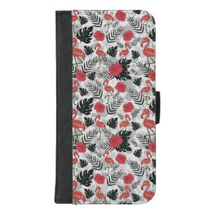 Flamingo seamless pattern with floral background iPhone 8/7 plus wallet case