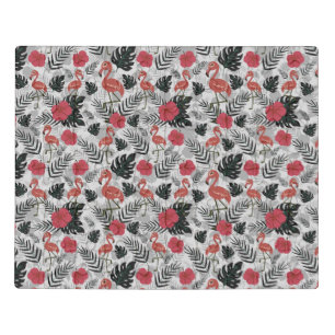 Flamingo seamless pattern with floral background jigsaw puzzle