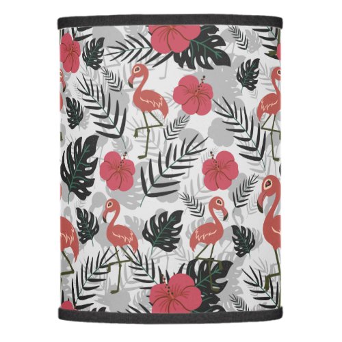 Flamingo seamless pattern with floral background lamp shade