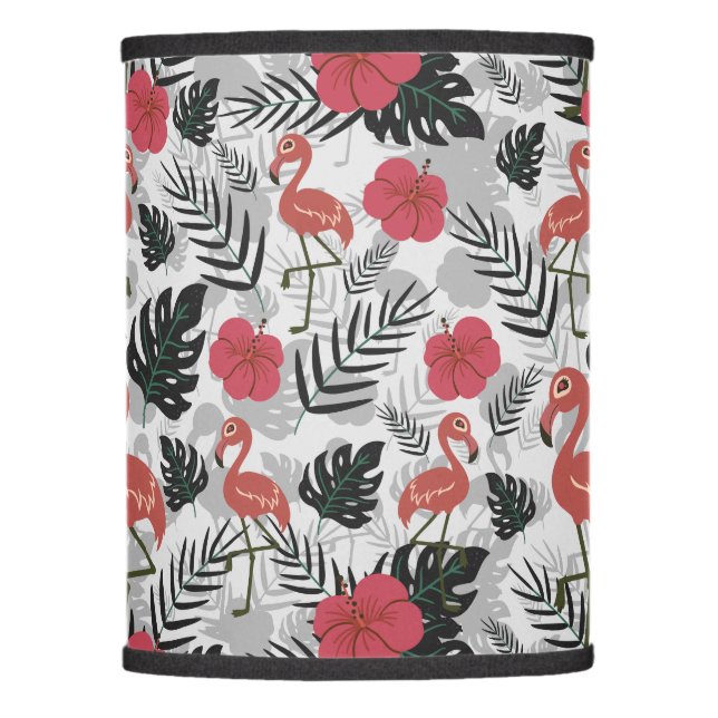Flamingo seamless pattern with floral background lamp shade (Front)