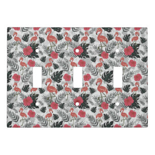 Flamingo seamless pattern with floral background light switch cover