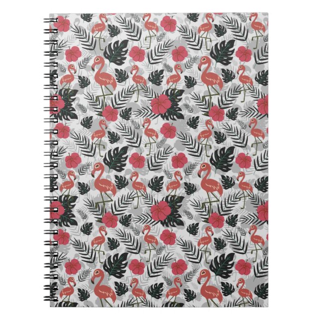 Flamingo seamless pattern with floral background notebook (Front)