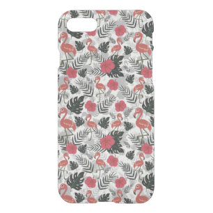 Flamingo seamless pattern with floral background iPhone SE/8/7 case