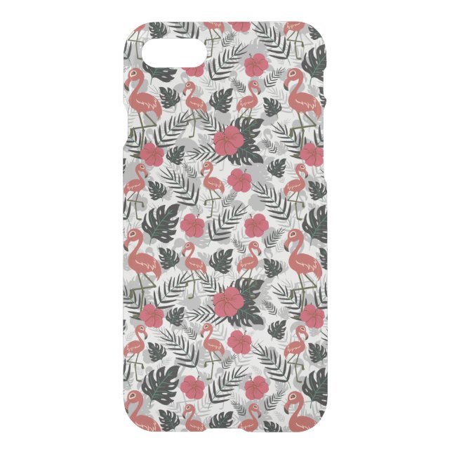 Flamingo seamless pattern with floral background uncommon iPhone case (Back)