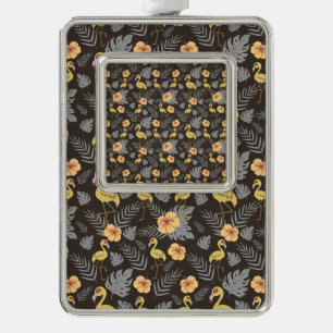 Flamingo seamless pattern with flowers and leaves christmas ornament