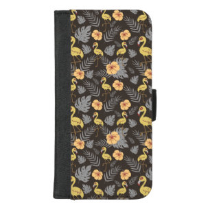 Flamingo seamless pattern with flowers and leaves iPhone 8/7 plus wallet case