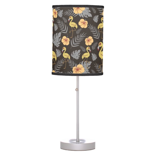 Flamingo seamless pattern with flowers and leaves table lamp (Front)
