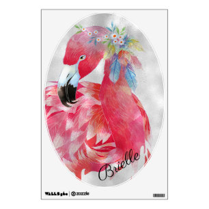 Flamingo Shimmer Oval Wall Decal