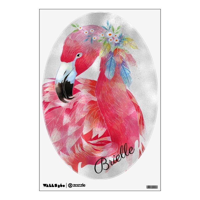Flamingo Shimmer Oval Wall Decal (Front)
