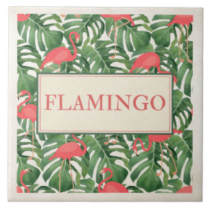 Flamingo sign ceramic tile