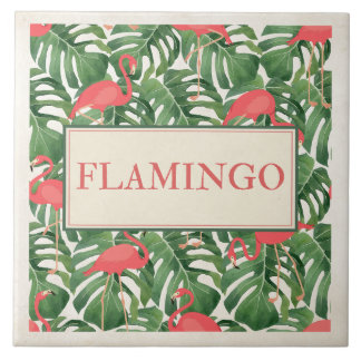 Flamingo sign ceramic tile