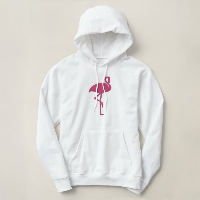 Flamingo Silhouette Embroidered Hoodie (Design Front)