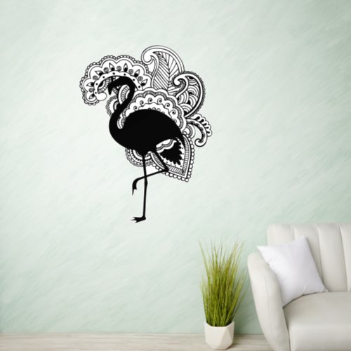 Flamingo Silhouette Paisley Motifs Wall Decal