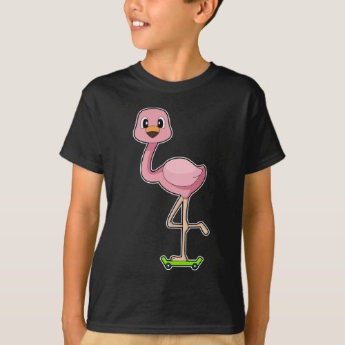 Flamingo Skater Skateboard T_Shirt