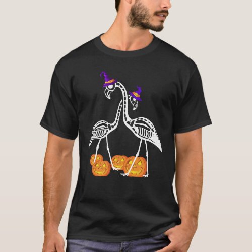 Flamingo Skeleton Funny Luau Halloween Party Shirt