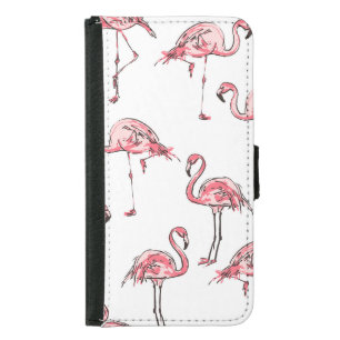 Flamingo Sketch: Tropical Vintage Pattern. Samsung Galaxy S5 Wallet Case