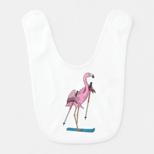 Flamingo Skier Ski Baby Bib