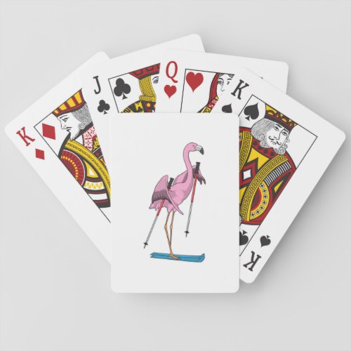 Flamingo Skier Ski Playing Cards