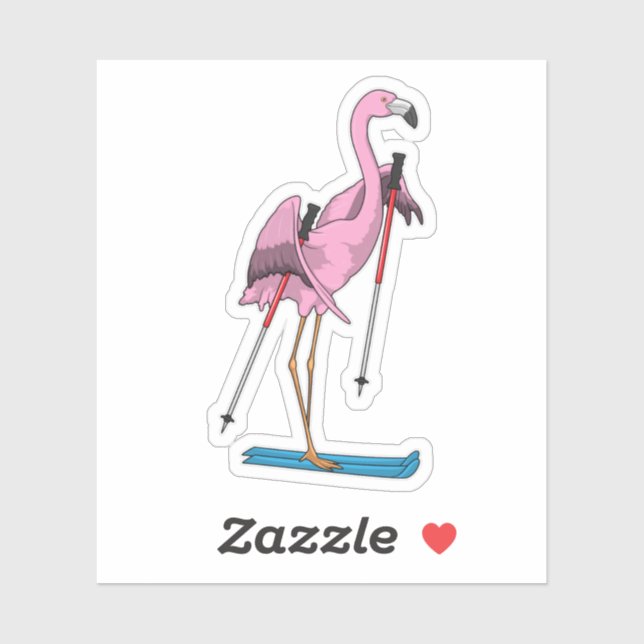 Flamingo Skier Ski Sticker (Sheet)