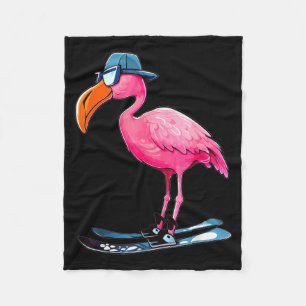 Flamingo skiing ski lover skier for men women kids fleece blanket