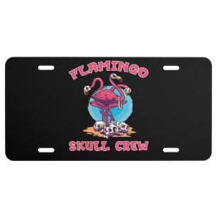 Flamingo Skull Crew Halloween Costume Zombie License Plate