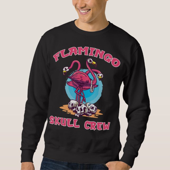 Flamingo Skull Crew Halloween Costume Zombie Sweatshirt (Front)