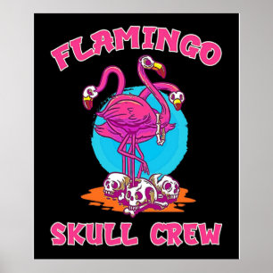 Flamingo Skull Crew Halloween Flamingo Lovers Poster