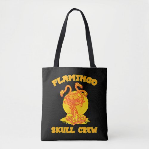 Flamingo Skull Halloween bones bird Tote Bag