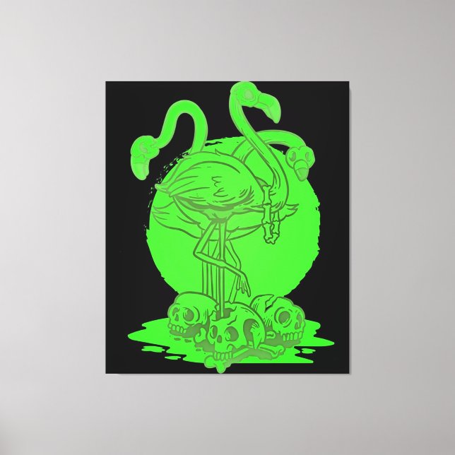 Flamingo Skull Halloween | Gift For Flamingo Lover Canvas Print (Front)