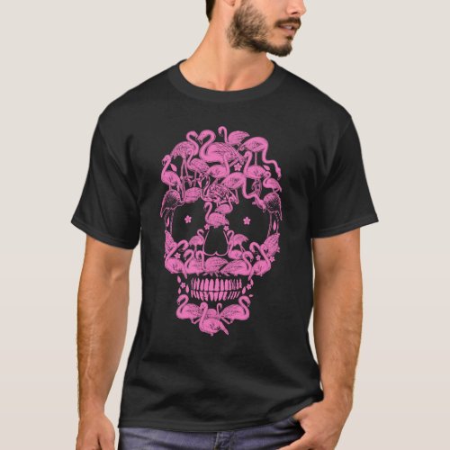 Flamingo Skulls Funny Flamingo Lover Halloween Cos T_Shirt