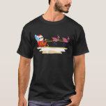 Flamingo Sleigh Santa Beach Surfboard Christmas In T-Shirt<br><div class="desc">Flamingo Sleigh Santa Beach Surfboard Christmas In July</div>