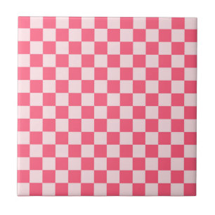 Flamingo sorbet checkerboard pattern ceramic tile
