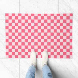 Flamingo sorbet checkerboard pattern doormat