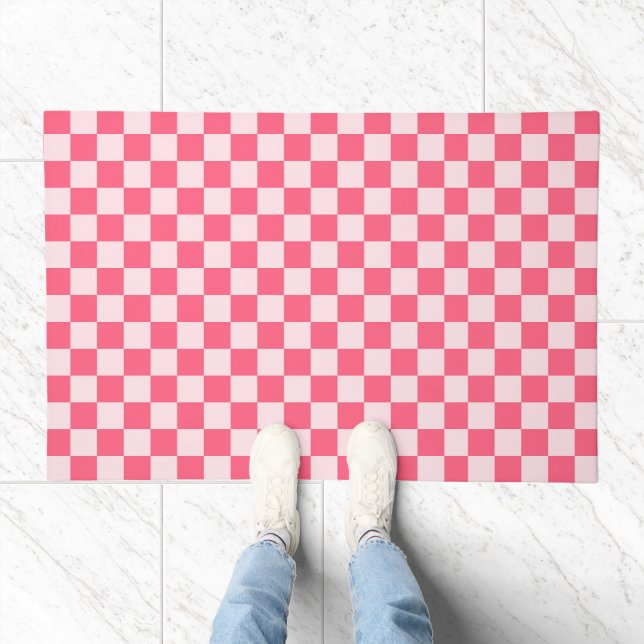 Flamingo sorbet checkerboard pattern doormat (Indoor)