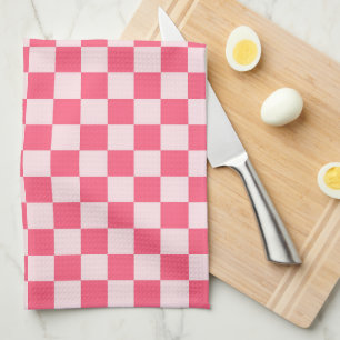 Flamingo sorbet checkerboard pattern kitchen towel