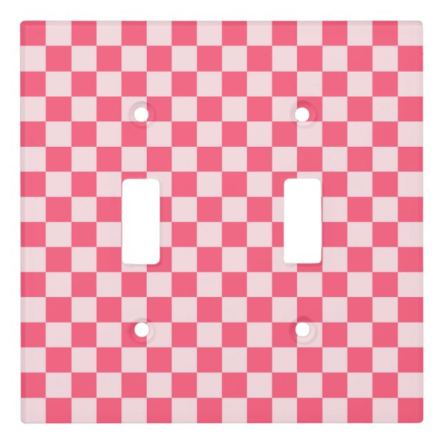 Flamingo sorbet checkerboard pattern light switch cover (Front)