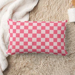 Flamingo sorbet checkerboard pattern lumbar pillow