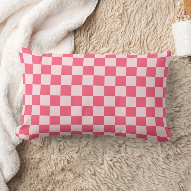 Flamingo sorbet checkerboard pattern lumbar pillow (Blanket)