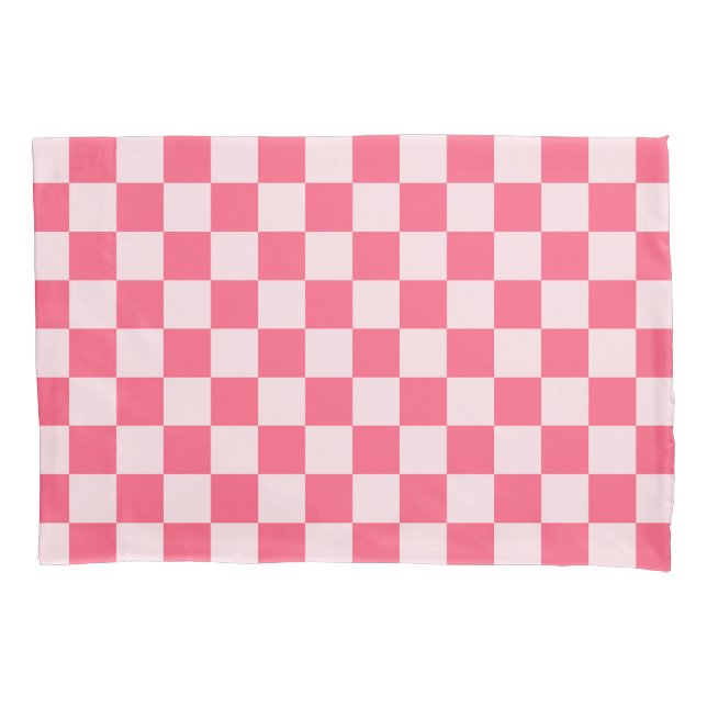 Flamingo sorbet checkerboard pattern pillow case (Front-Left)
