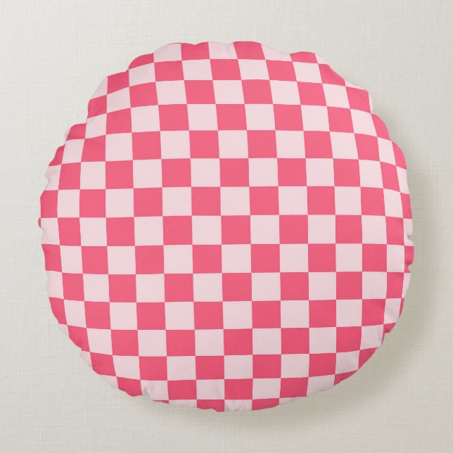 Flamingo sorbet checkerboard pattern round pillow (Front)