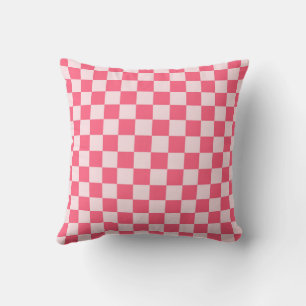 Flamingo sorbet checkerboard pattern throw pillow