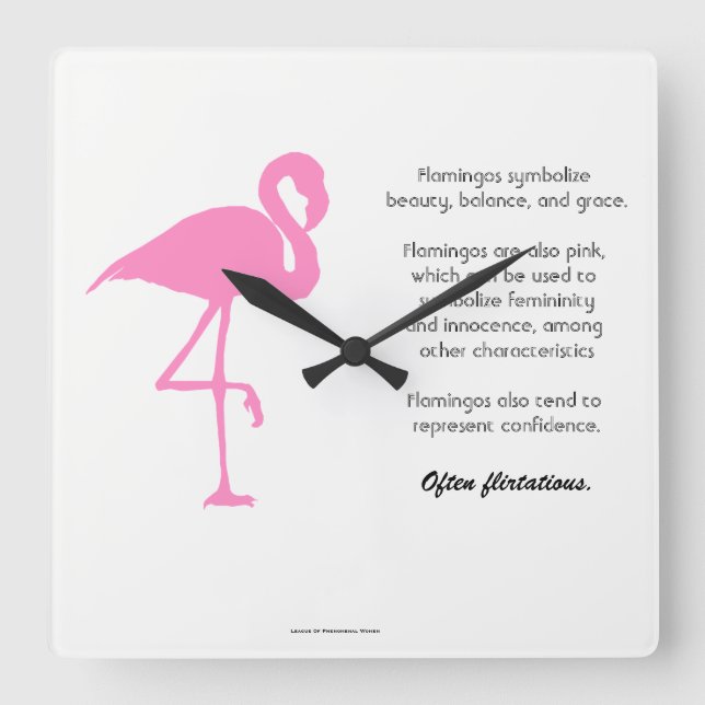Flamingo Square Wall Clock (Front)
