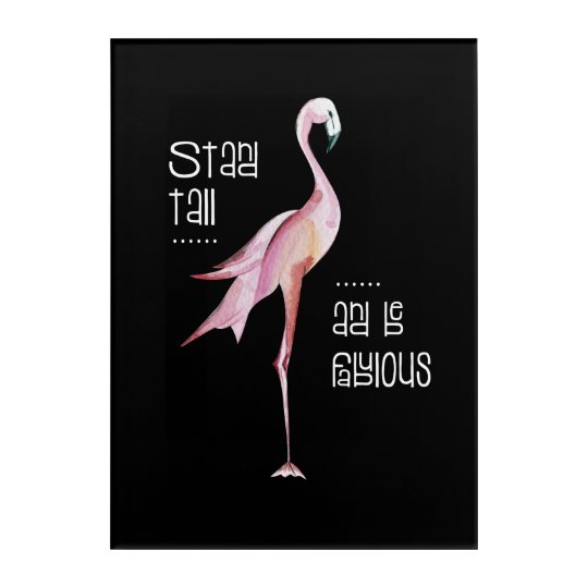 Flamingo Stand Tall Be Fabulous Funny Saying Gift Acrylic Print ...