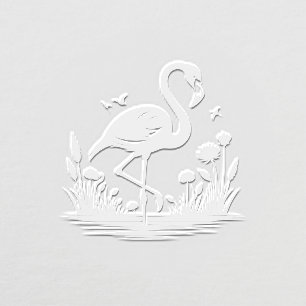 Flamingo Standing, Flowers Image Only No Text Embosser